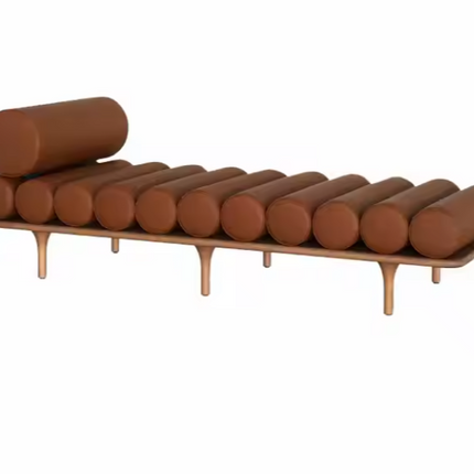 Moderne Bank, Sessel, Hotel-Wohnzimmer, braun, bequemes Tagesbett, Sofabank, Schlafzimmer, Freizeit-Betthocker aus Leder