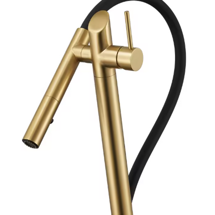 Elegant Single-Hole Kitchen Faucet with Pull-Out/Down Rotation Function