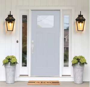 21-Inch Modern Outdoor Wall Lantern Black Metal and Clear Glass Sconce Water-Proof Aluminum Base