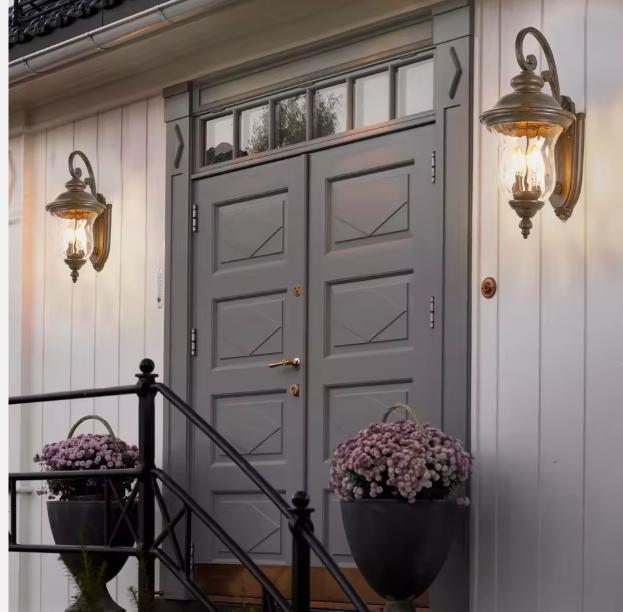 Vintage 22-Inch Outdoor Wall Lantern with Weatherproof Clear Glass Shade Aluminum Base Waterproof Sconce