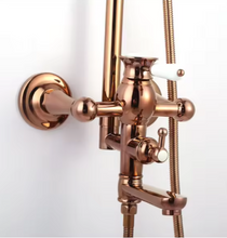 Charger l&#39;image dans la galerie, Bathroom Rose Gold Brass Wall Mounted High Pressure Shower Faucet Set
