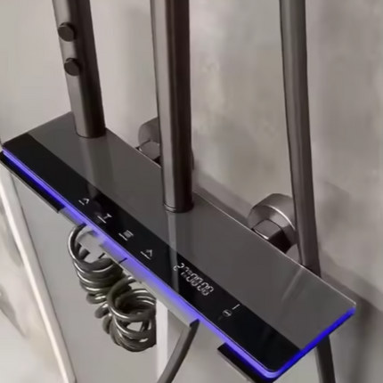 Ensemble de douche intelligent avec affichage numérique LED, robinetterie de baignoire polie, effet pluie et massage doux