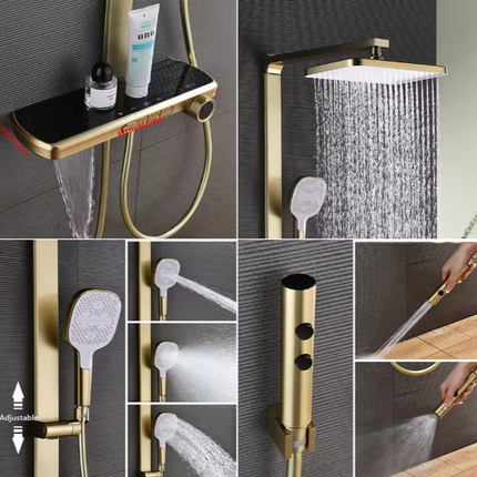 Ensemble de douche de luxe haut de gamme avec système de douche à effet pluie mural et thermostat numérique intelligent