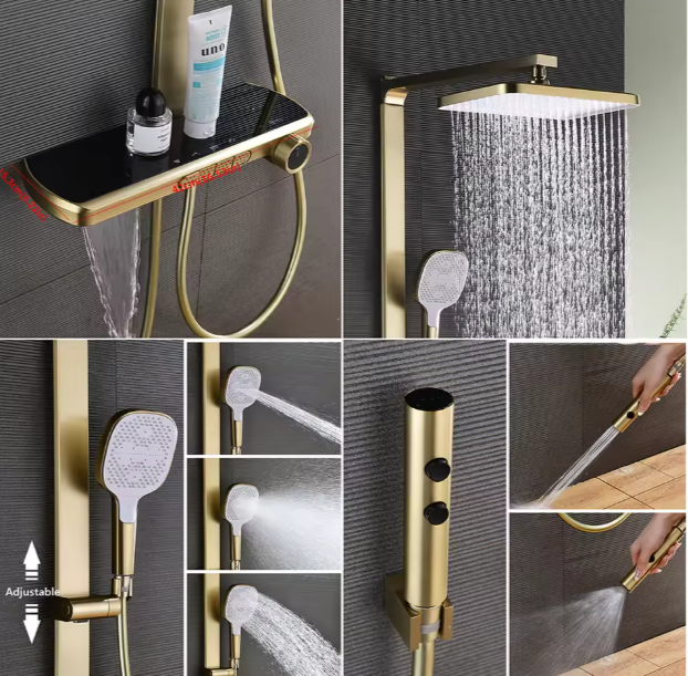 Luxury High-end Wall Mounted Rain Shower System Thermostatic Digital Smart Shower Set