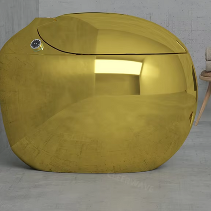 Luxuriöser, intelligenter WC-Sitz in Eiform, goldfarben, aus Keramik, mit automatischer Funktion 