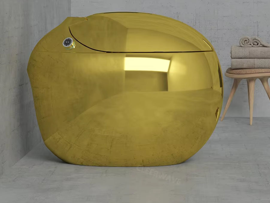 Luxury Intelligent Water Closet Bathroom Smart Wc Commode Automatic Egg Shape Gold Ceramic Color Toilet Bidet Seat Cover