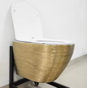 Hanging Wall Mounted Toilet Bowl Gold Electroplated with system