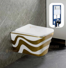 Load image into Gallery viewer, Modern Porcelain Wall-Hung Toilet | Wall-Mounted WC with Flush Tank
