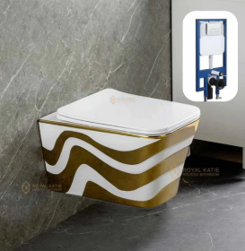 Modern Porcelain Wall-Hung Toilet | Wall-Mounted WC with Flush Tank