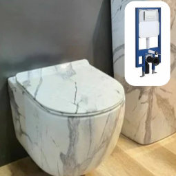 Marble Hanging Toilet Bowl Modern Style