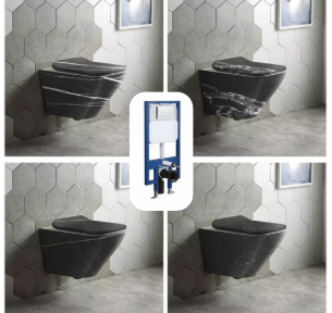 Schwarze, galvanisierte Porzellan-Wandtoilette, modernes Wand-WC, Sanitärkeramik 