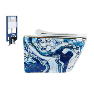 Luxury Marble Design Hanging Toilet Bowl Soft Closed Seat Cover