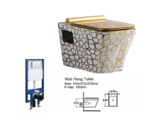 Wand-WC-Becken mit Goldakzenten, Luxusdesign aus Dubai