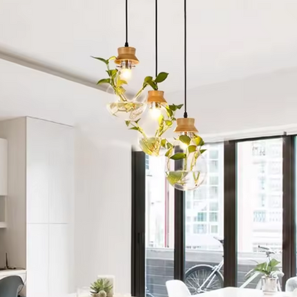 Nordic Creative Modern Simple Industrial Style Three-Head Green Plant Chandelier