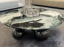 Load image into Gallery viewer, Luxury Modern Custom Made Nordic Black Italian Round Marble Coffee Table
