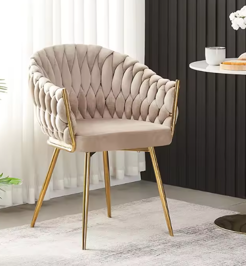 Modern Nordic Luxury Dining Chair with Gold 304 Stainless Steel Frame and Velvet Fabric
