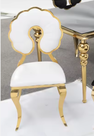 Luxury Gold Stainless Steel PU Leather Chair – Modern Elegant Seating