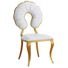 Charger l&#39;image dans la galerie, Luxury Gold Stainless Steel PU Leather Chair – Modern Elegant Seating
