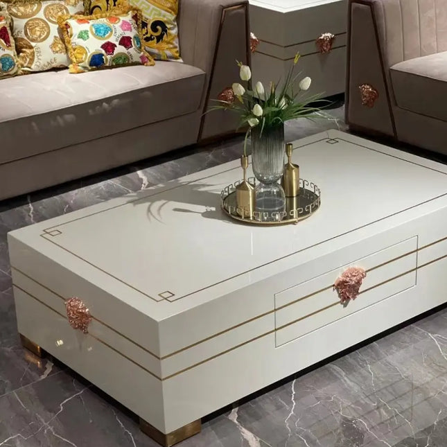 Glossy Luxury Marble Versace Medusa Coffee Center Table