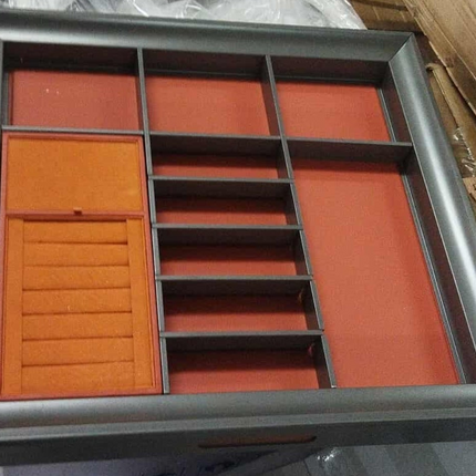Jewelry Organizer Pullout Tray Aluminum and Leather