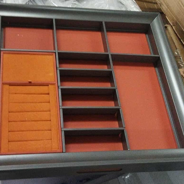 Jewelry Organizer Pullout Tray Aluminum and Leather