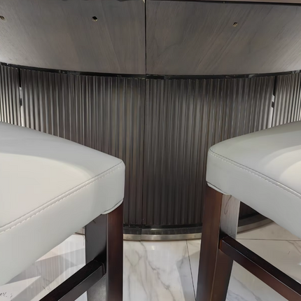 Luxury Solid Wood Electric Rotating Dining Table Desk with Genuine Leather – Large Modern Multi-Function Furniture