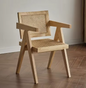 French Retro Dining Chair – Vintage Solid Wood Armchair with Backrest