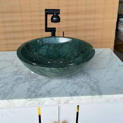 Green Marble Round Above Counter Basin – Luxury Bathroom Wash Basin