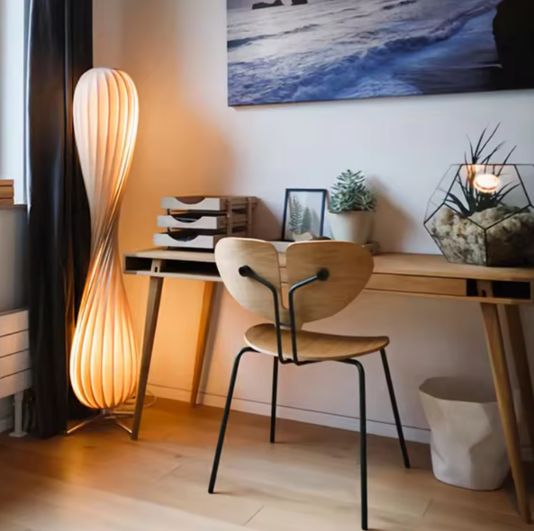 Modern Sculptural LED Floor Lamp | Twisted Vertical Decorative Standing Light