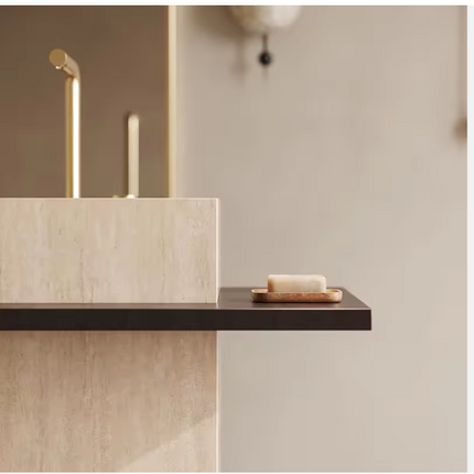 Modernes, luxuriöses, freistehendes Waschbecken aus beigefarbenem Travertin und echtem Marmor | Designer-Waschbecken aus Stein