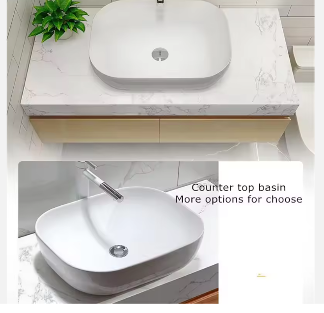 Modern Solid Wood Bathroom Vanity Cabinet Wall-Mounted Basin & Smart Mirror-(Customize Size & Materials) Contact us for Price