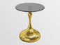 Modern Glass Black & Gold Accent Table - Round Side Table with Iron Base