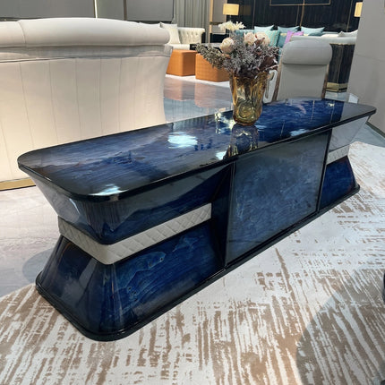 Luxury TV Rack Console Table Solid Wood Burl Veneer | Modern TV Stand Cabinet with Storage for Living Room