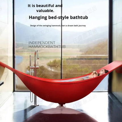 Matt White Eco-Friendly Composite Material Artificial Solid Surface Spa Tub Freestanding Soaking Hammock Bathtub With Drainer