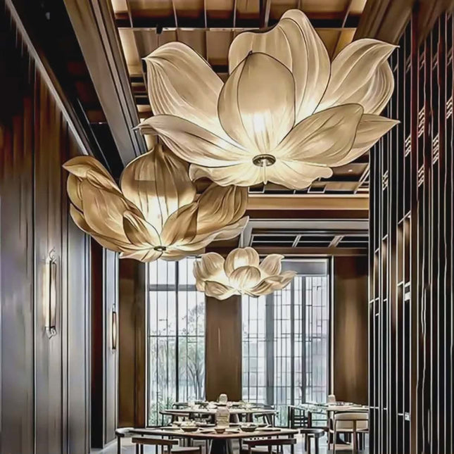Decorative ceiling lights in a restaurant setting