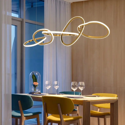 304 stainless steel infinity pendant light 120cm, gold electroplated surface adds warm luster, sturdy construction and artistic shape enhance modern decor