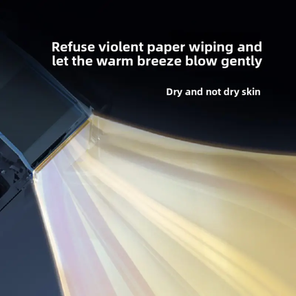 Product with text about avoiding violent paper wiping and using a warm breeze.
