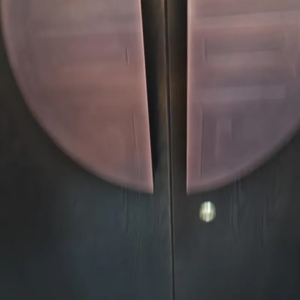 Close-up of a dark wooden cabinet with a metallic handle.