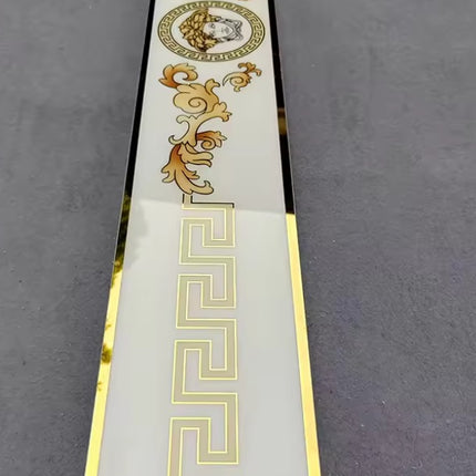 Versace White and Gold Border Porcelain Tiles 120x15cm - 6PCS PER BOX