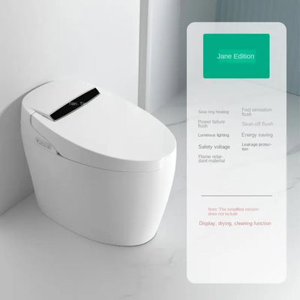 Modern toilet with digital display and control panel on a white background