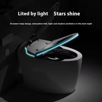 Light-up device with streamer design on a dark background