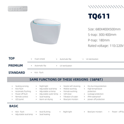 Product details of a white electronic device with specifications on a white background
