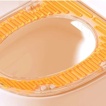 Clear plastic lid with yellow ridges on a white background