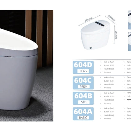White electronic device with digital display on a dark surface, accompanied by specifications on a white background.