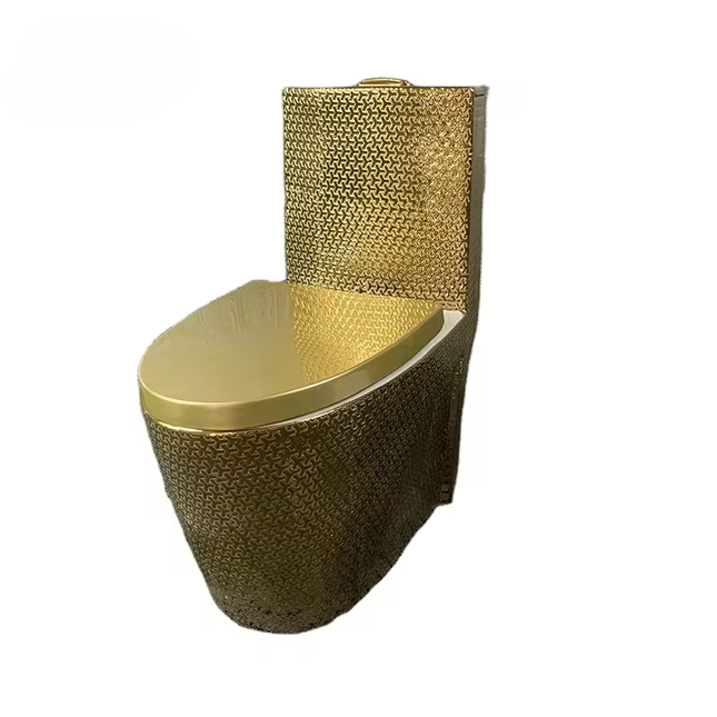 Dubai Luxury Gold Embossed Toilet Bowl – Electroplated Custom Ceramic WC Special Edition