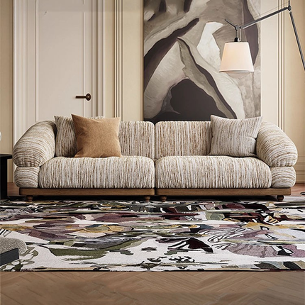 Nordic Style Villa Living Room 3 Seat Sofa Hotel Wood Frame Fabric Comfortable Sofa Furniture