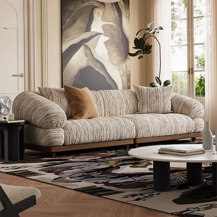 Nordic Style Villa Living Room 3 Seat Sofa Hotel Wood Frame Fabric Comfortable Sofa Furniture