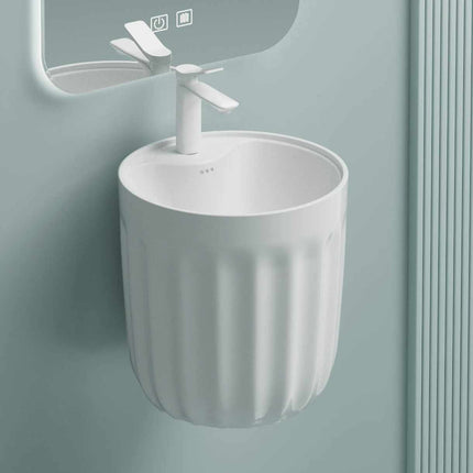 White Bathroom Sink Ceramic Hanging Wash Hand Basin