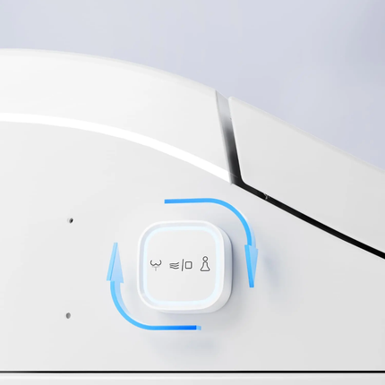 Control panel of a washing machine with buttons and indicator lights on a white background