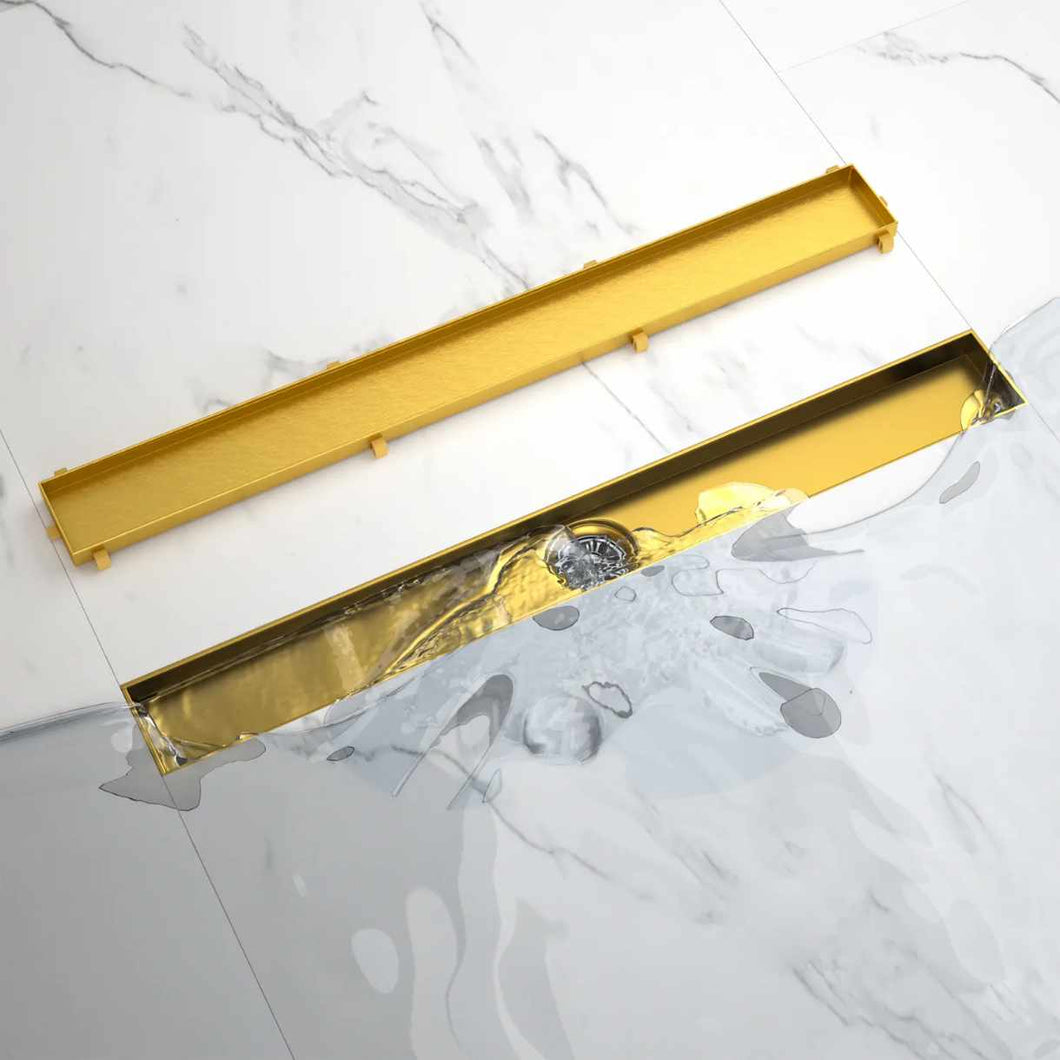 90cm stainless steel 304 Electroplated Australian Bathroom Renovation Gold Linear Shower Drain Floor Drain Trap with Hair Strainer